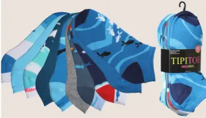 10 Pack Ankle Socks -Fish and Ocean Assortment