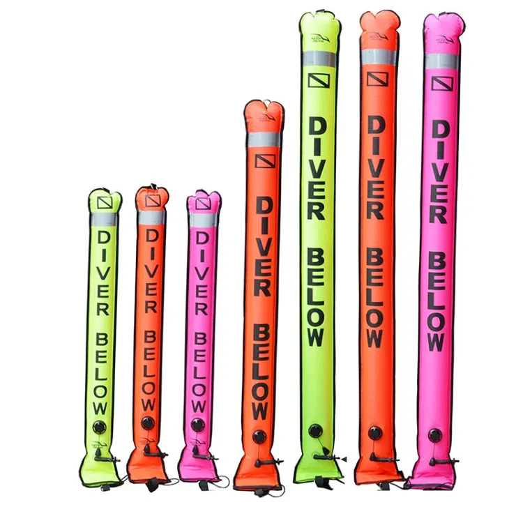 210D Nylon Automatic Seal Safety Signal Diving Mark Diving Buoy, Size:150 x 15cm(Fluorescent Red)