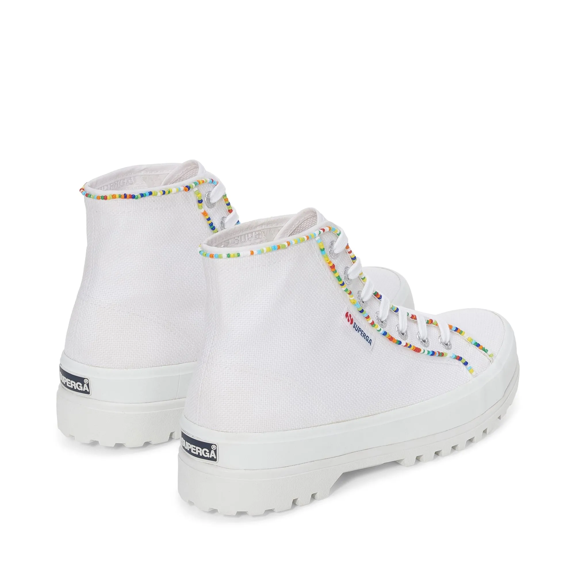 2341 ALPINA MULTICOLOR BEADS - Ankle Boots - Laced - Woman - WHITE-MULTICOLOR BEADS