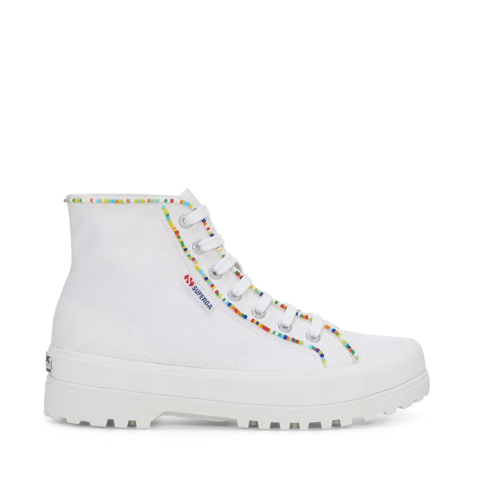 2341 ALPINA MULTICOLOR BEADS - Ankle Boots - Laced - Woman - WHITE-MULTICOLOR BEADS