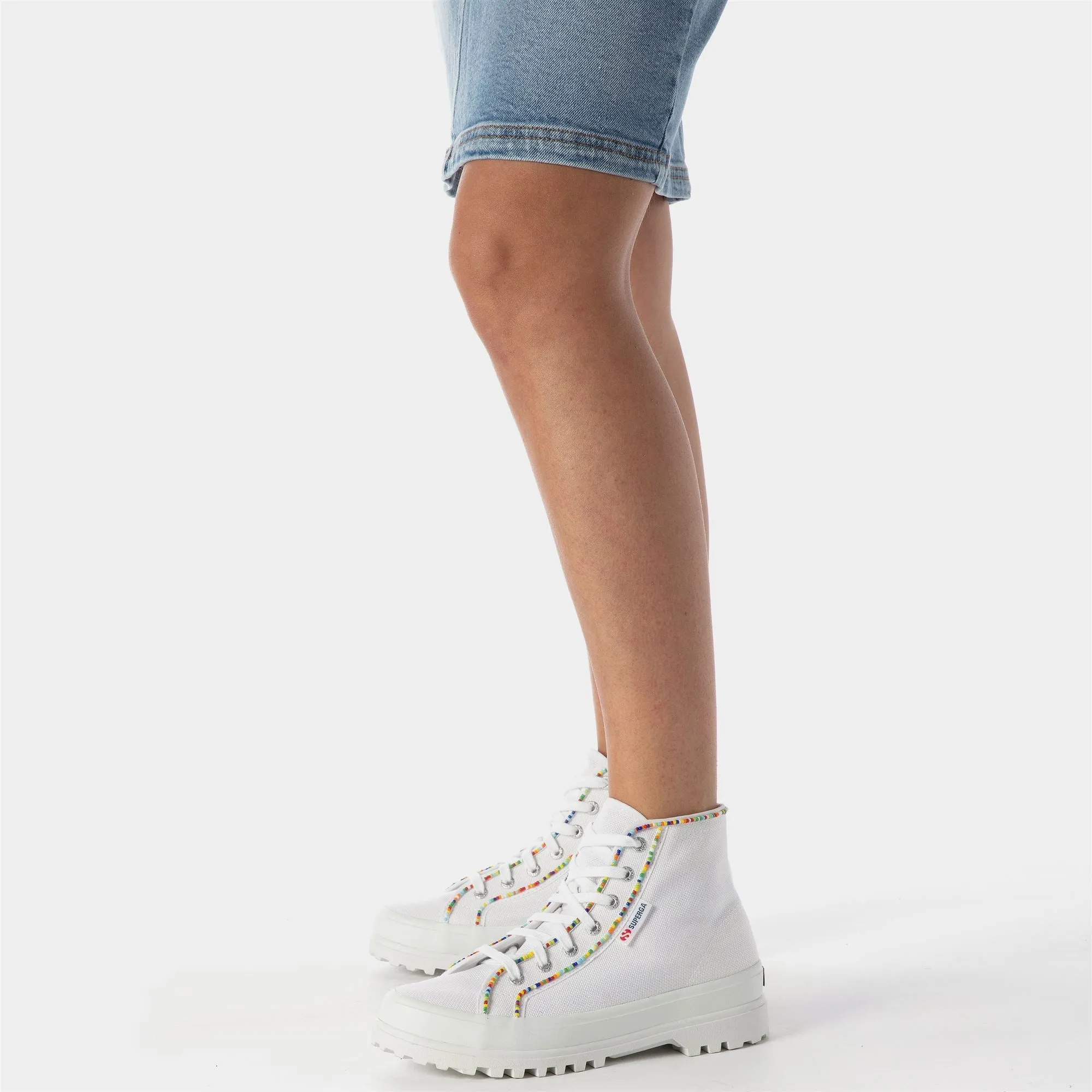 2341 ALPINA MULTICOLOR BEADS - Ankle Boots - Laced - Woman - WHITE-MULTICOLOR BEADS