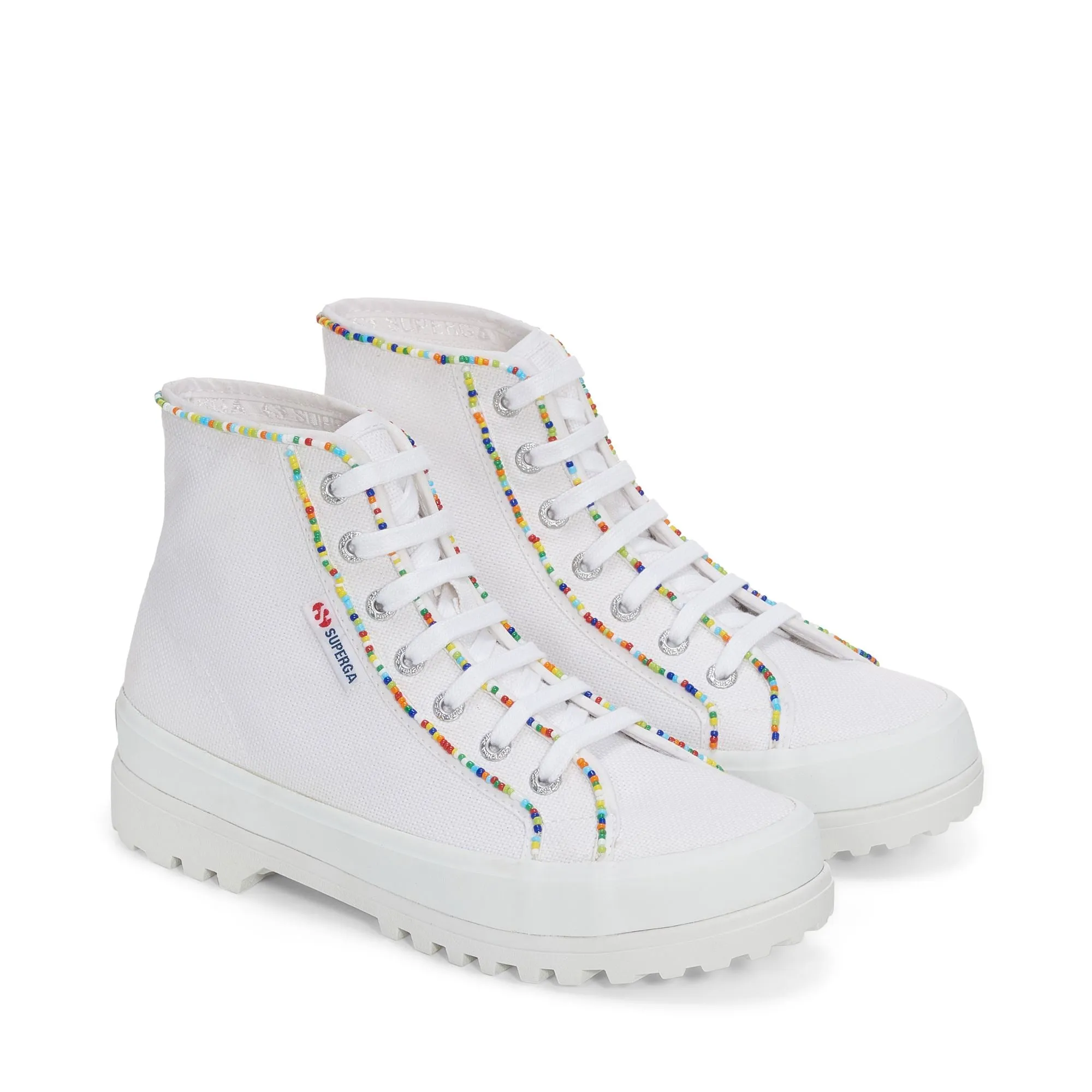 2341 ALPINA MULTICOLOR BEADS - Ankle Boots - Laced - Woman - WHITE-MULTICOLOR BEADS
