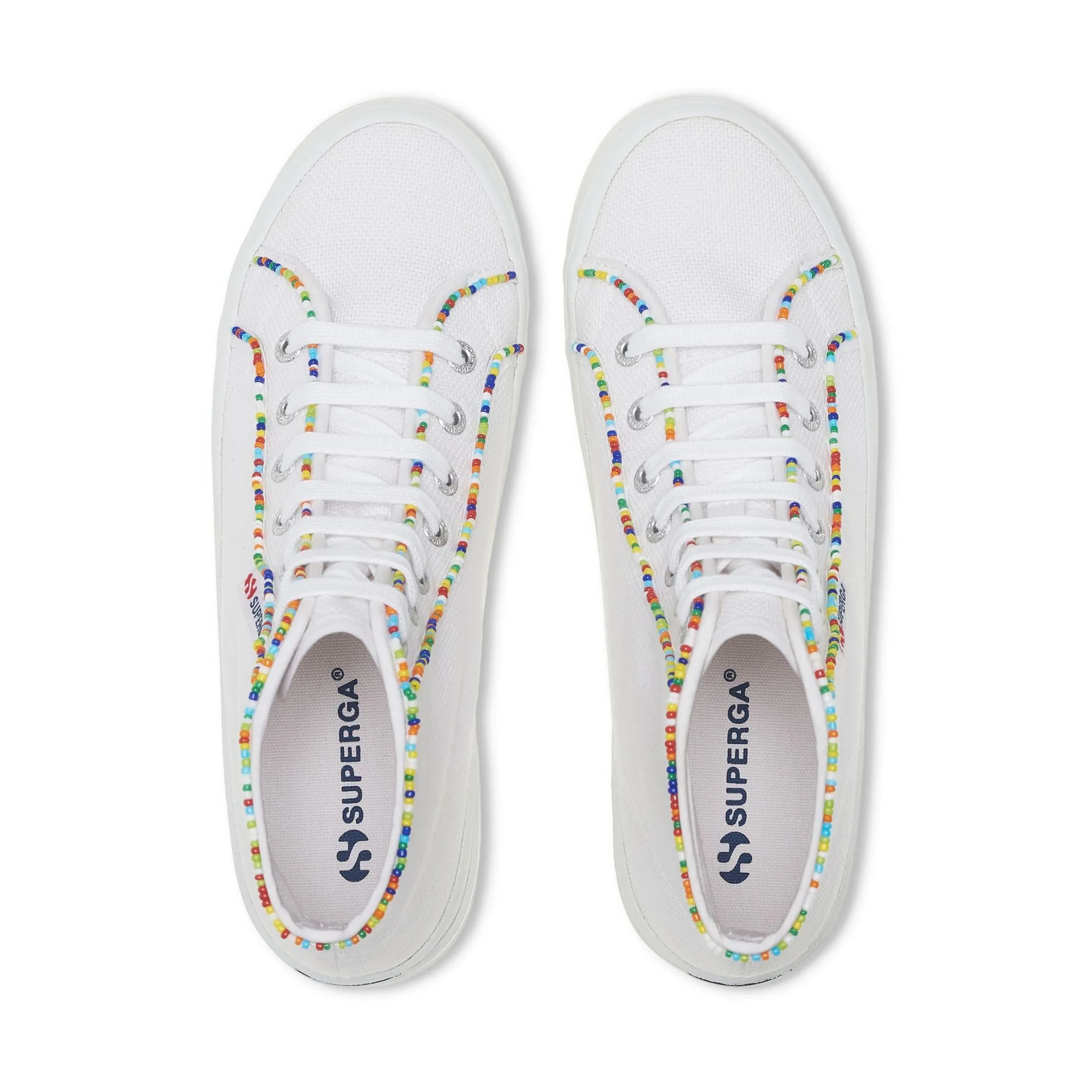 2341 ALPINA MULTICOLOR BEADS - Ankle Boots - Laced - Woman - WHITE-MULTICOLOR BEADS
