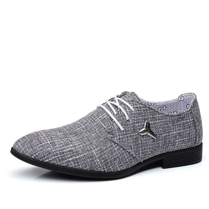Amozae-  Men's Plus Size Shoes Breathable Pointed Linen Canvas Dress Shoes For Men Business Casual Shoes Male Beijing Old Cloth Footwear
