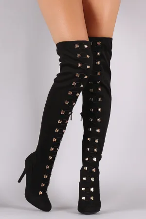 Anne Michelle Corset Embellished Fitted OTK Boots