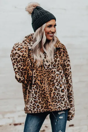 Attention Getter Leopard Plush Pullover