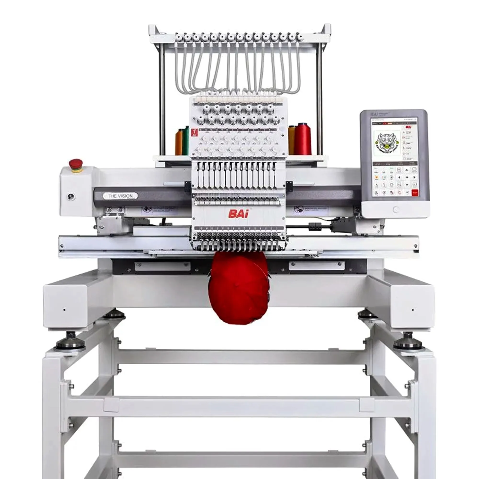 BAi VISION 15 Needle Commercial Embroidery Machine Bundle with Cap & Hat Hoops