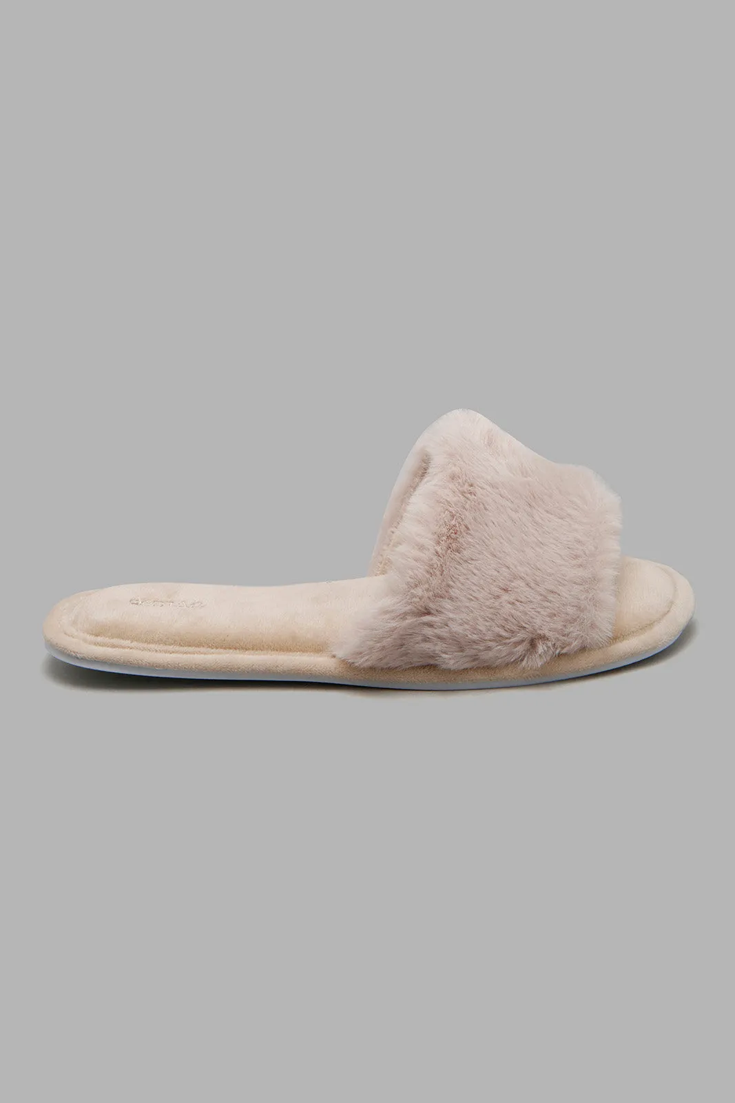 Beige And Blush Fur Slipper