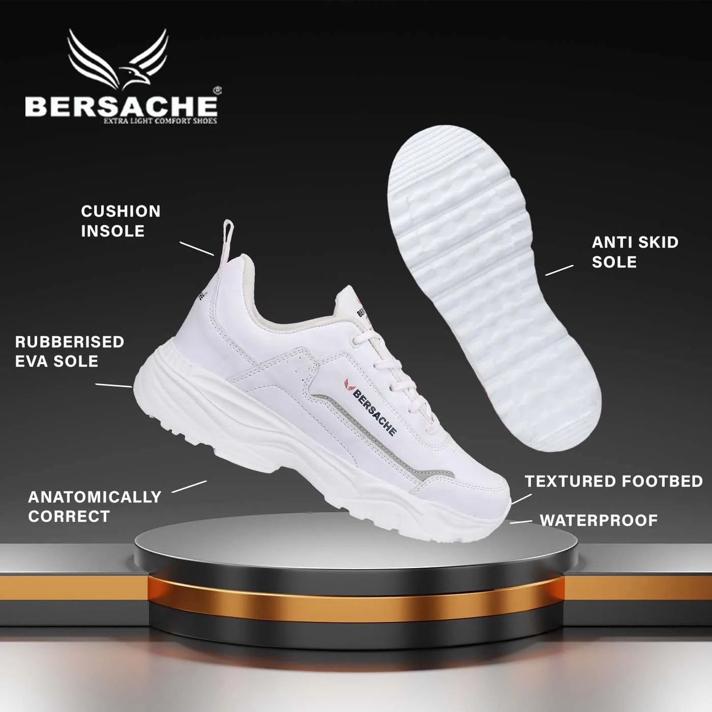 Bersache Lightweight Casual Sneaker Shoes For Men   -  7054