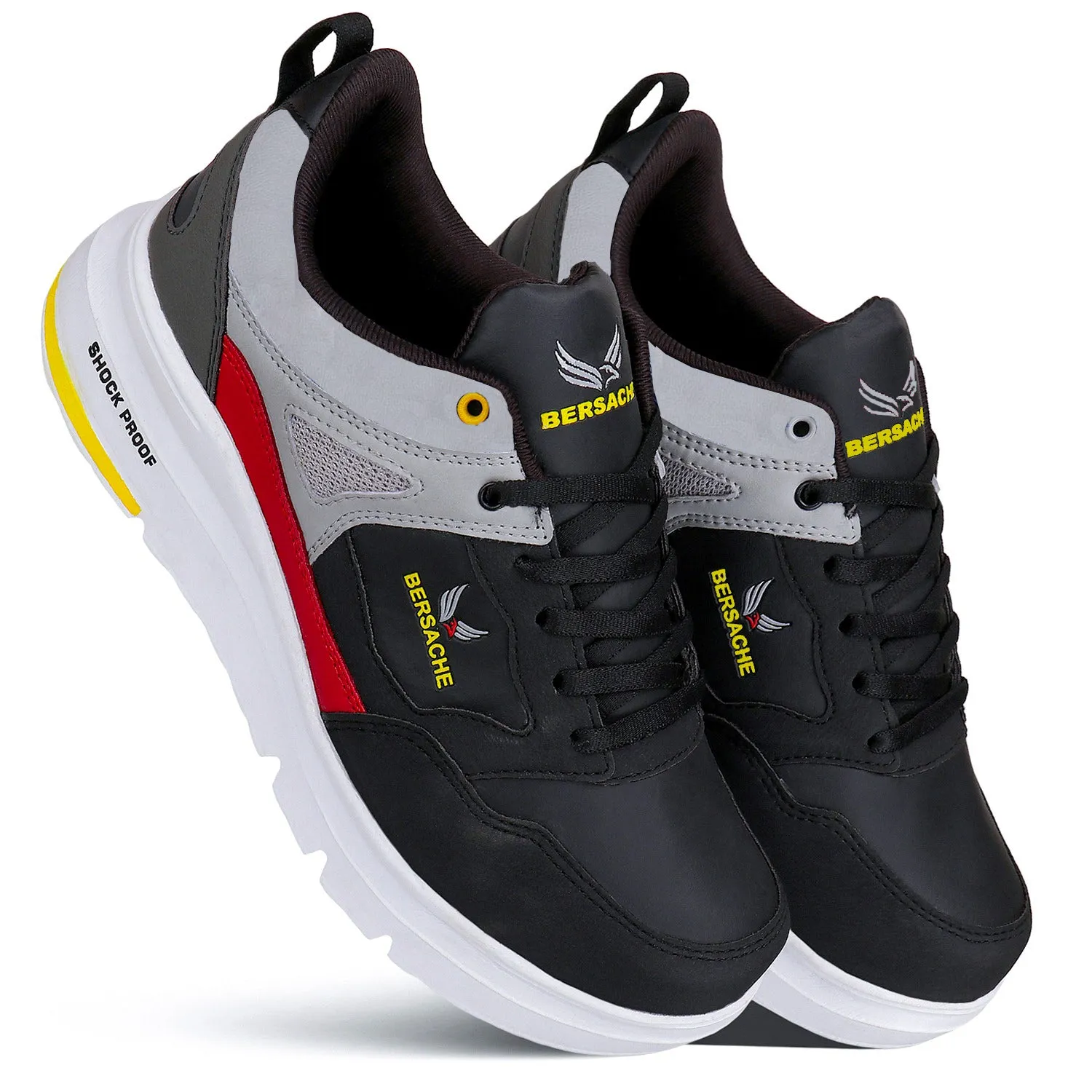 Bersache Lightweight Casual Sneaker Shoes For Men Black-7051