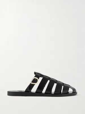 Black leather buckled sandals