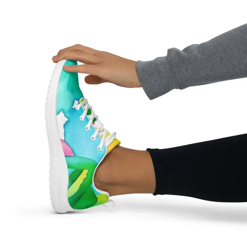 Bold Multicolored Watercolor Women's Athletic Shoes