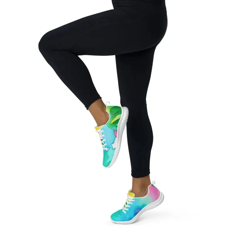 Bold Multicolored Watercolor Women's Athletic Shoes