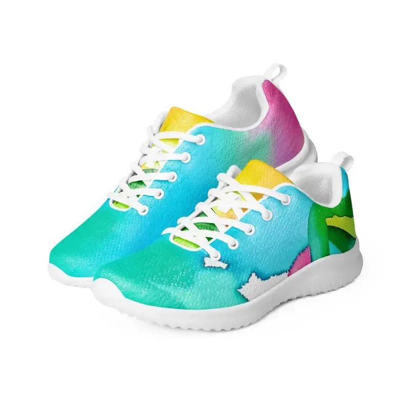 Bold Multicolored Watercolor Women's Athletic Shoes