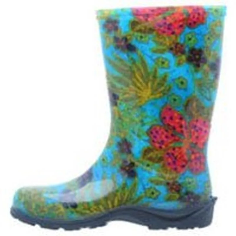 Boot Gardn Tall Blue Prnt Sz 9