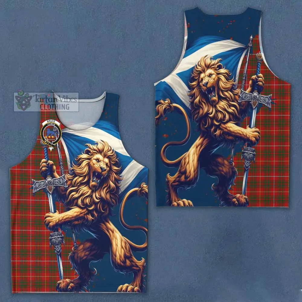 Bruce Tartan Family Crest Men's Tank Top with Scottish Majestic Lion
