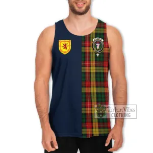 Buchanan Tartan Men's Tank Top Alba with Scottish Lion Royal Arm Half Style