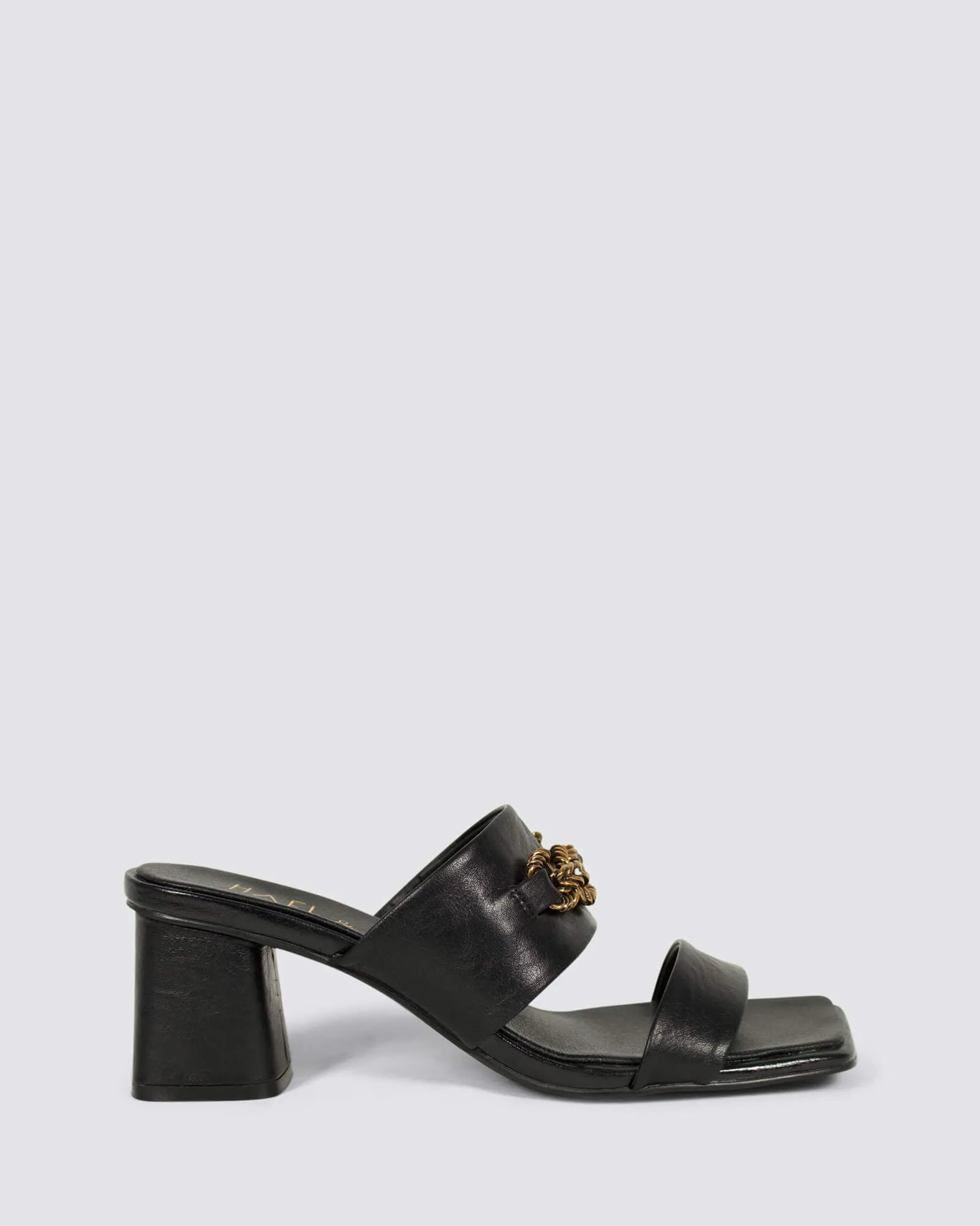 CASSATT MULE HEELS BLACK LEATHER