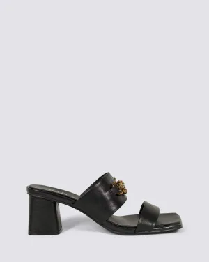 CASSATT MULE HEELS BLACK LEATHER