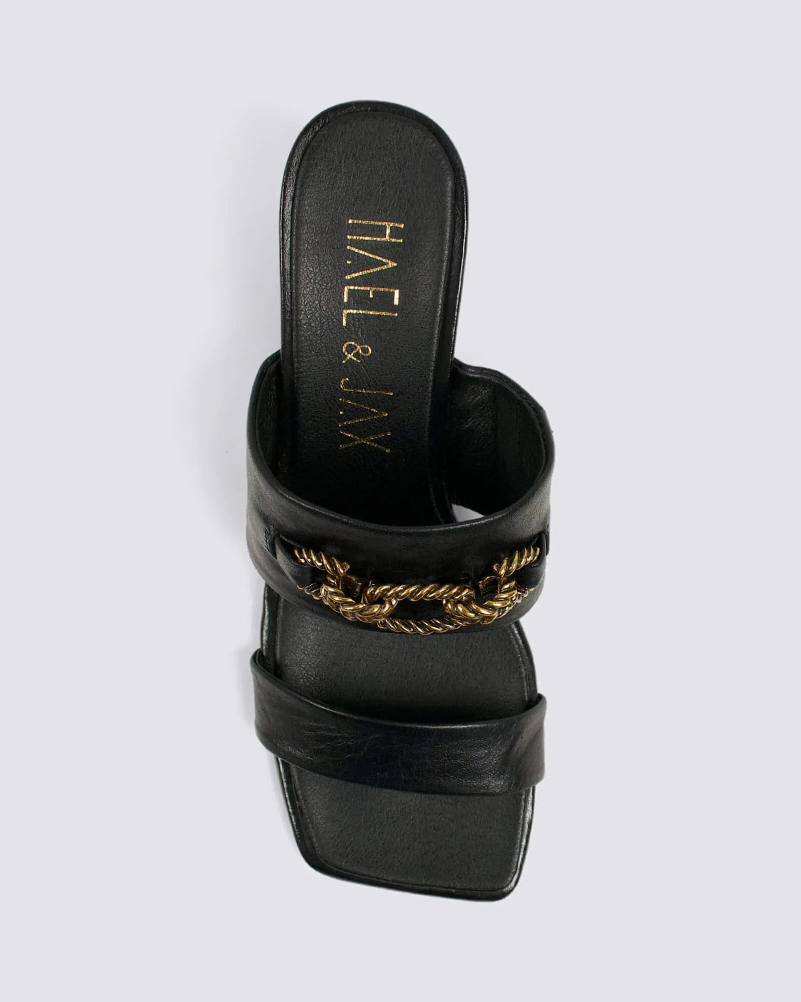 CASSATT MULE HEELS BLACK LEATHER