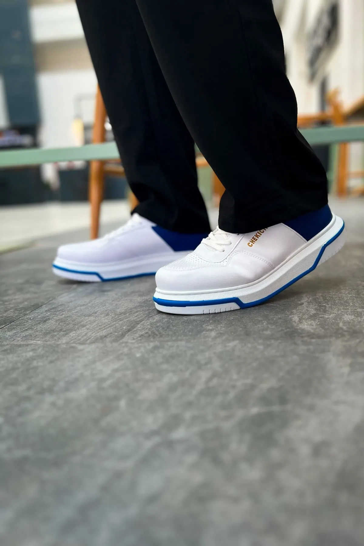 CH075 Men's Unisex White-Blue Casual Sneaker Sports Shoes