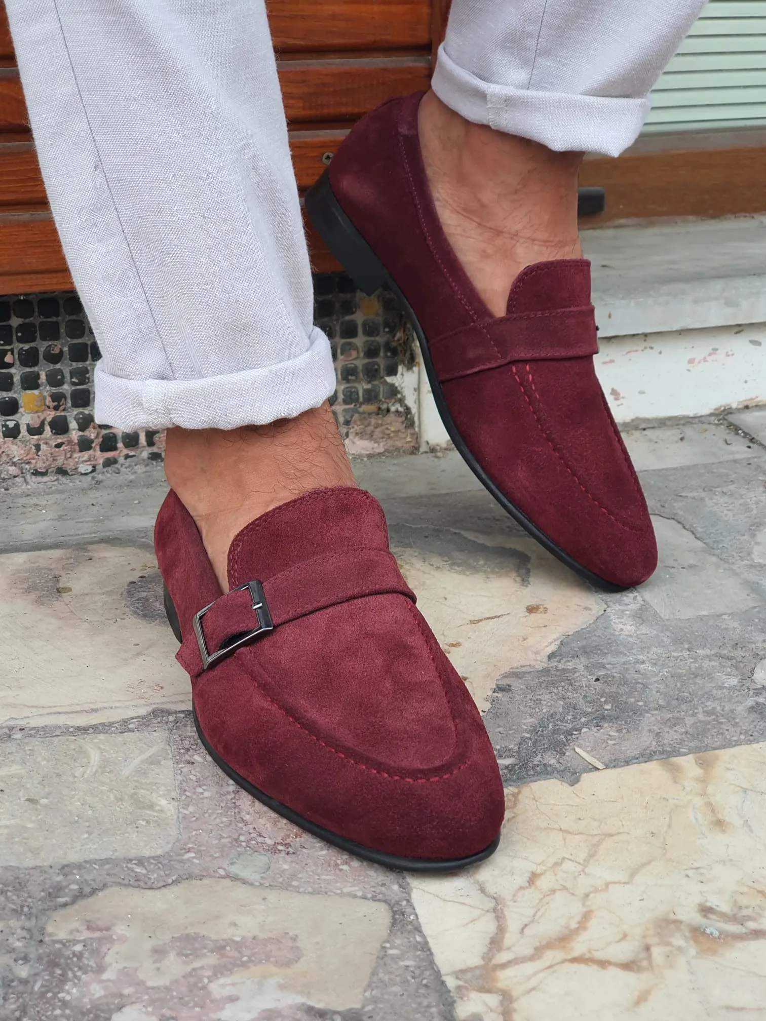 Chase Sardinelli Neolite Claret Red Suede Leather Shoes