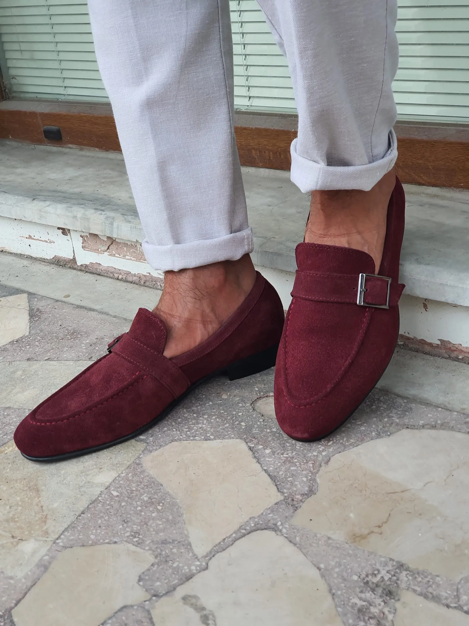Chase Sardinelli Neolite Claret Red Suede Leather Shoes
