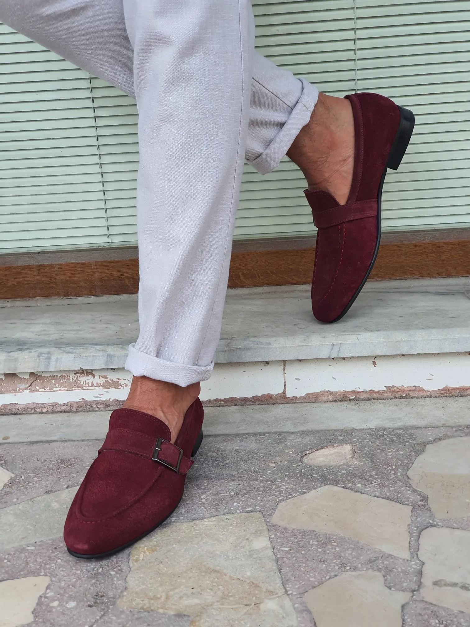 Chase Sardinelli Neolite Claret Red Suede Leather Shoes
