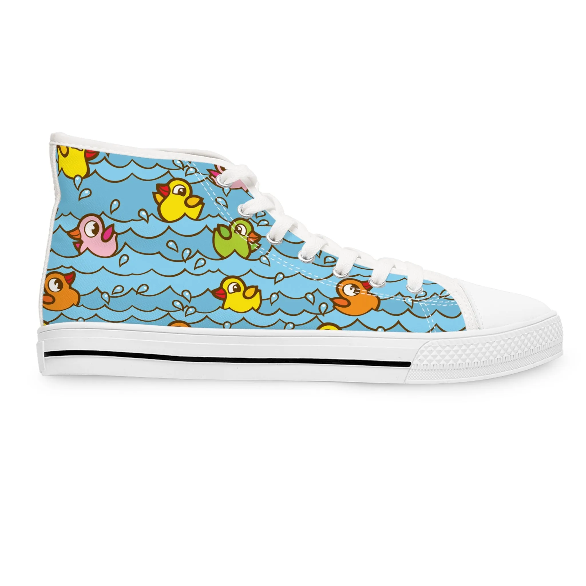 Colorful Rubber Duck Water Women's High Top Sneakers
