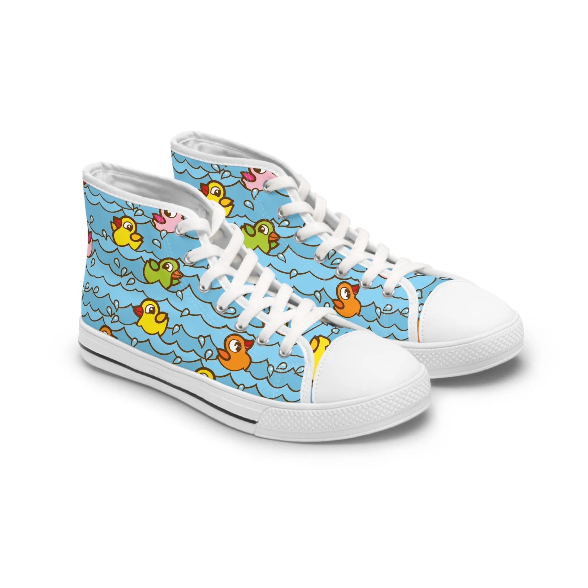 Colorful Rubber Duck Water Women's High Top Sneakers