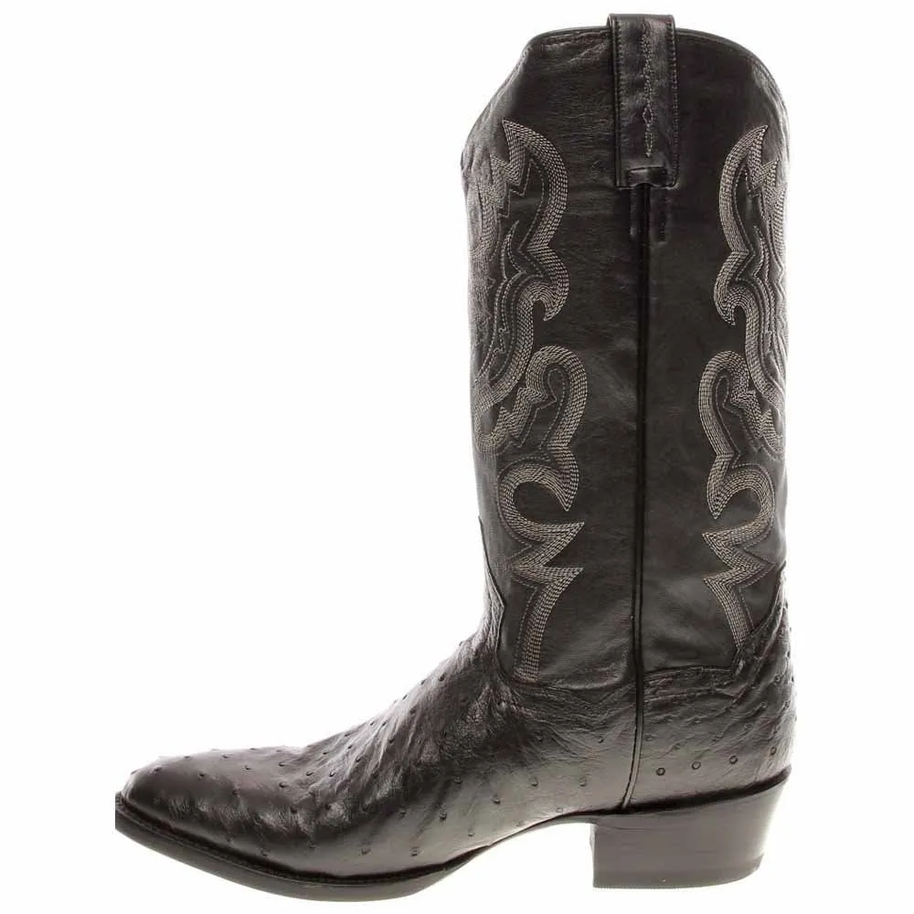Dan Post Men's Tempe Ostrich Embroidered Round Toe Western Boot, Black