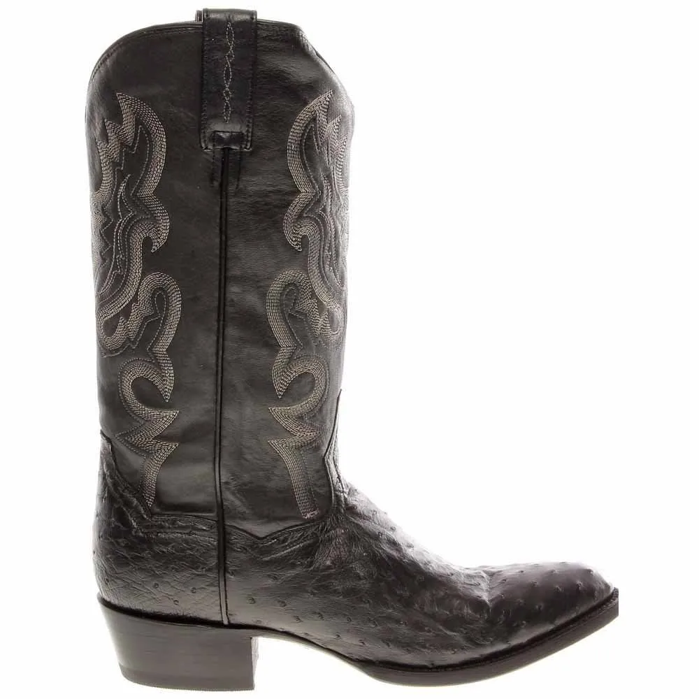 Dan Post Men's Tempe Ostrich Embroidered Round Toe Western Boot, Black