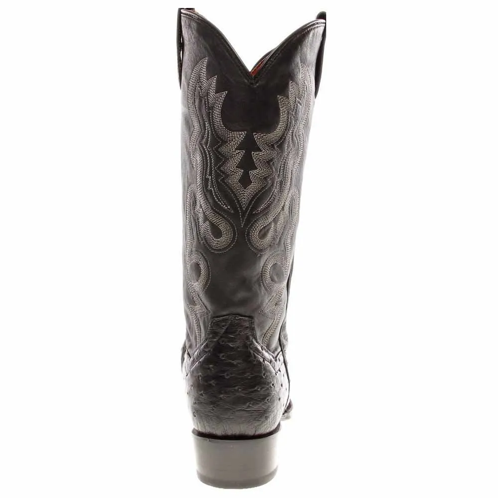 Dan Post Men's Tempe Ostrich Embroidered Round Toe Western Boot, Black