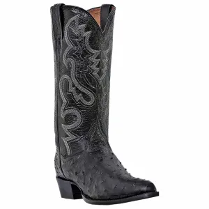 Dan Post Men's Tempe Ostrich Embroidered Round Toe Western Boot, Black