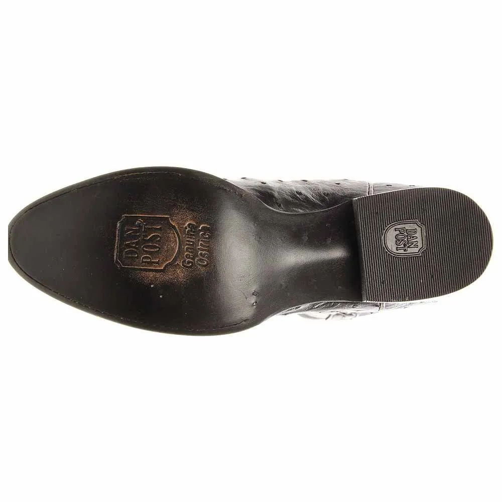 Dan Post Men's Tempe Ostrich Embroidered Round Toe Western Boot, Black