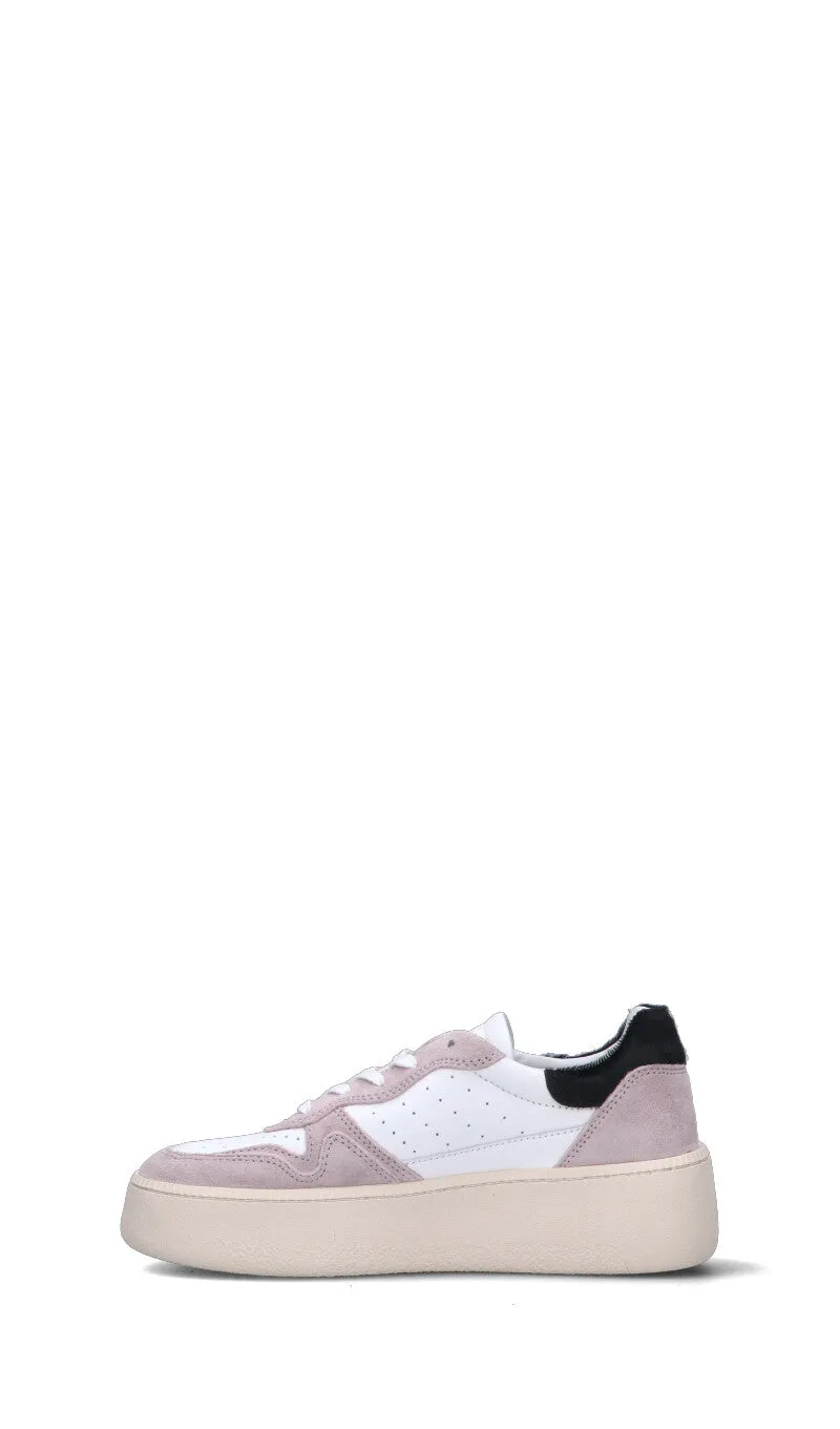 D.A.T.E. Sneaker donna bianca/cipria/nera in pelle