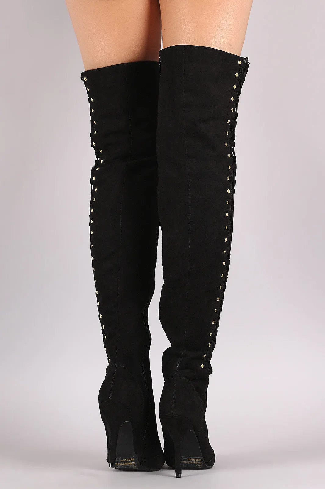Dawn - Lace Up Over-The-Knee Stiletto Boots