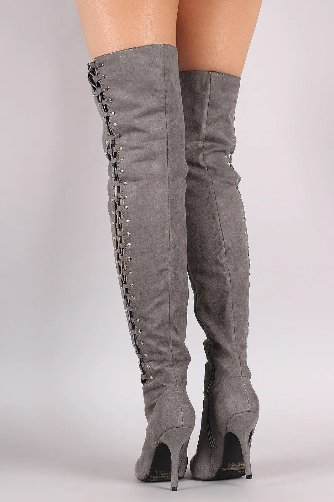 Dawn - Lace Up Over-The-Knee Stiletto Boots