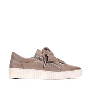EOS Jovi Leather Trainer Nocciola Lace Up with Zip