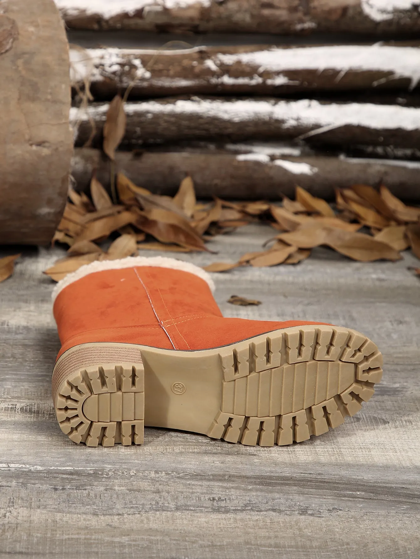 Fuzzy Block Heel Boots