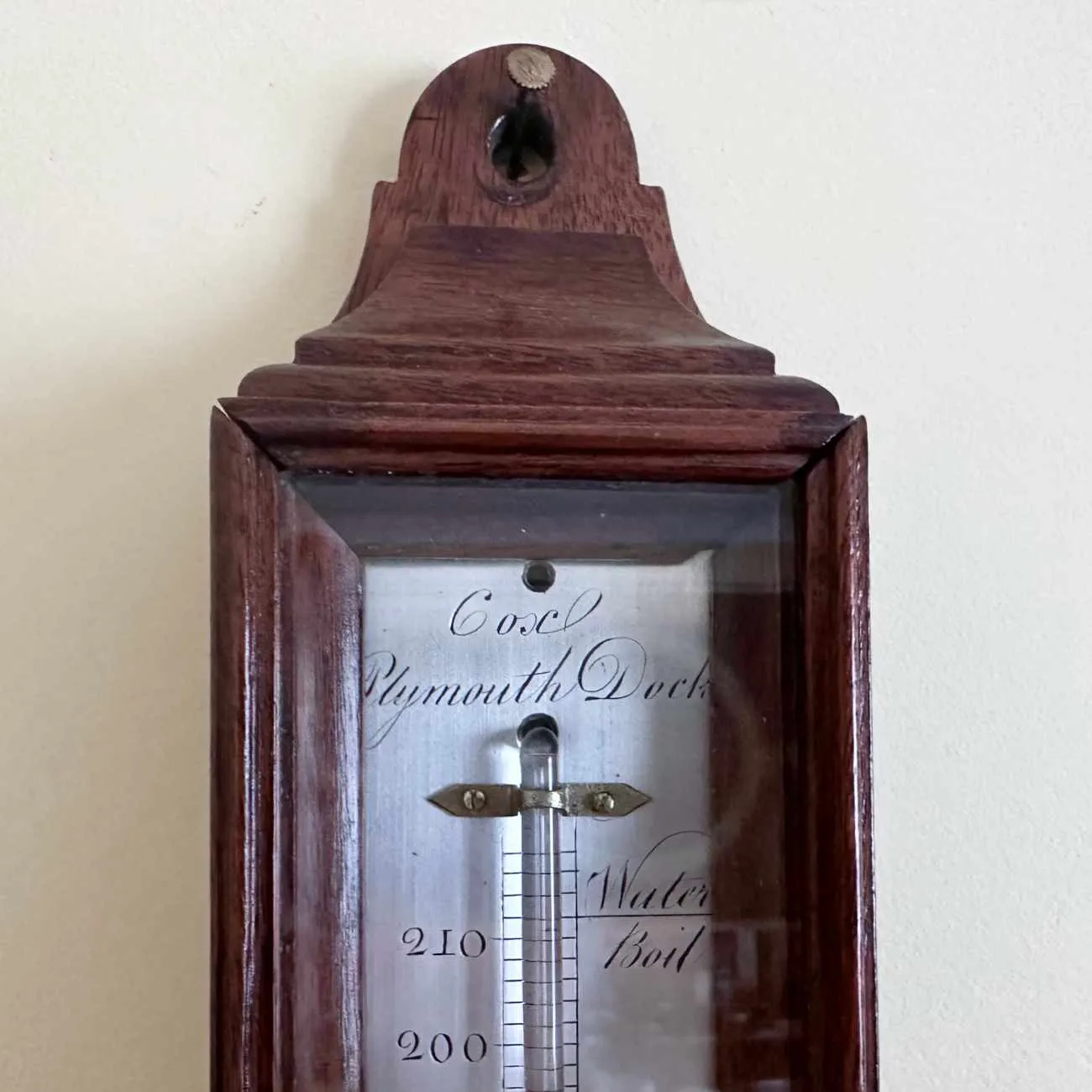 George III Mahogany Cased Wall Thermometer by Cox of Plymouth Dock