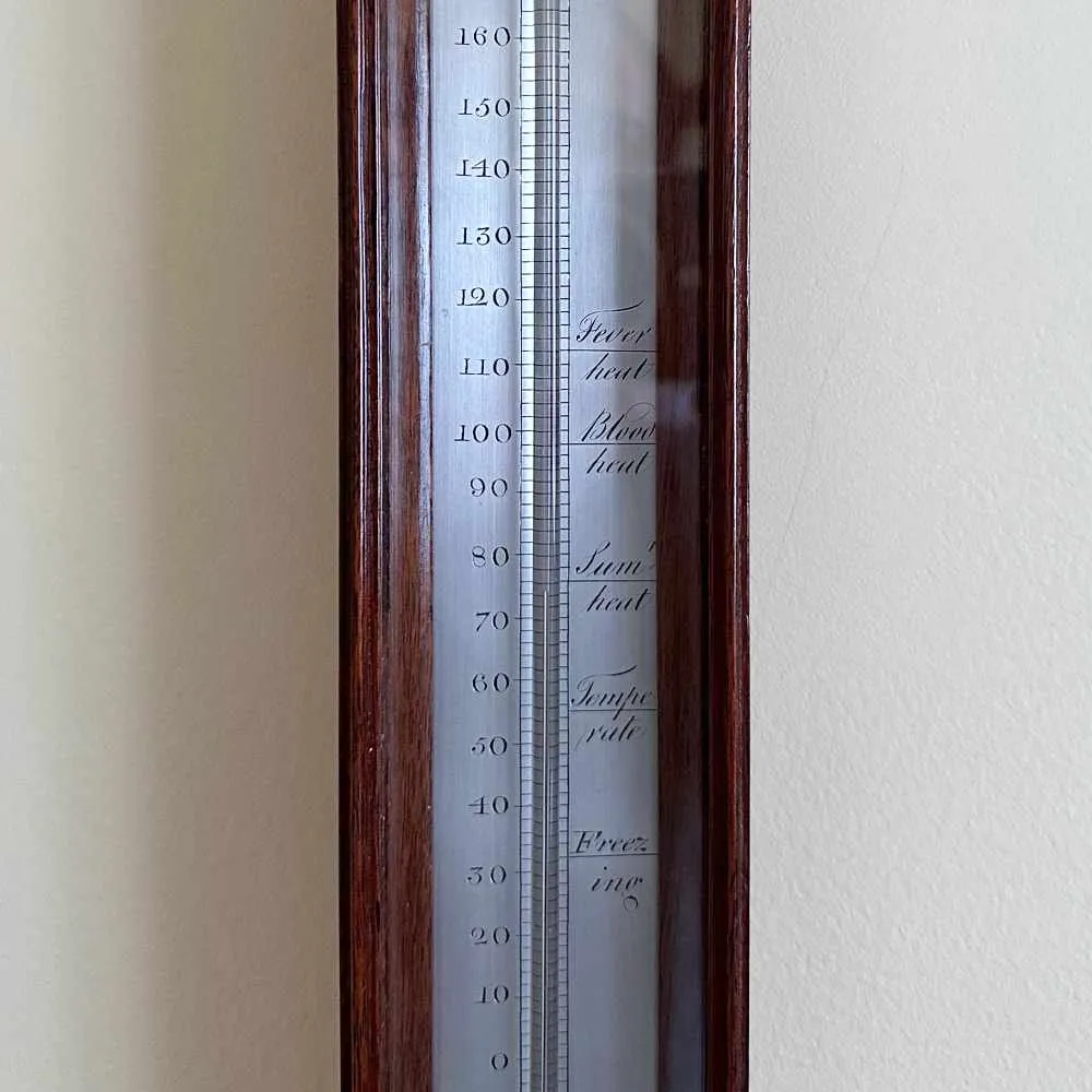George III Mahogany Cased Wall Thermometer by Cox of Plymouth Dock