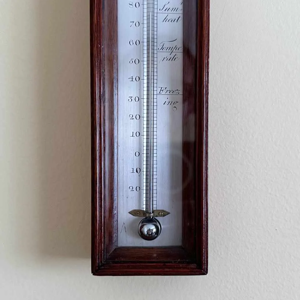 George III Mahogany Cased Wall Thermometer by Cox of Plymouth Dock