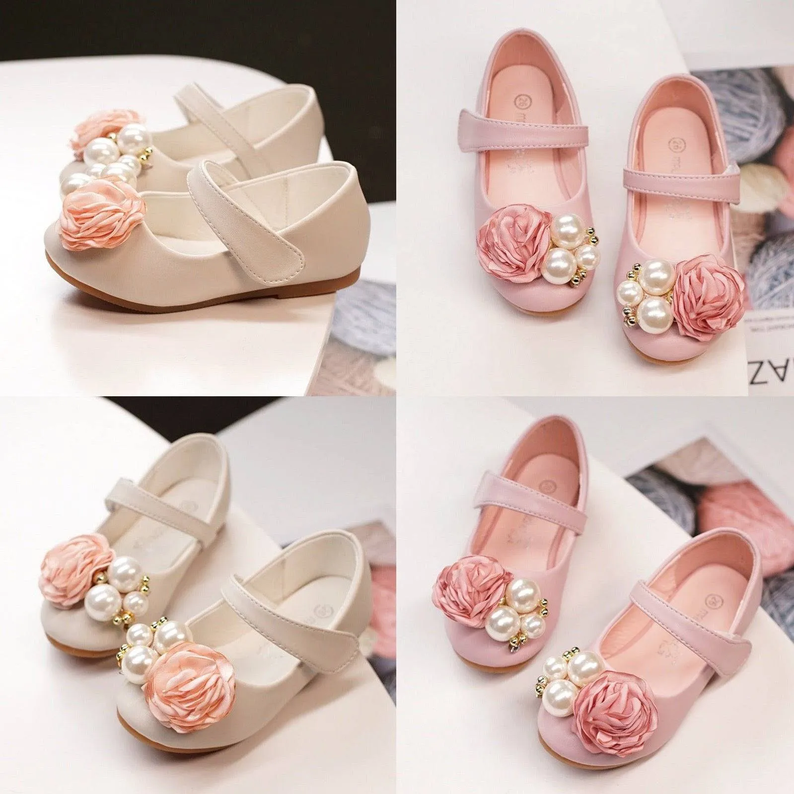 Girls Pearl Bow Show Princess Shoes