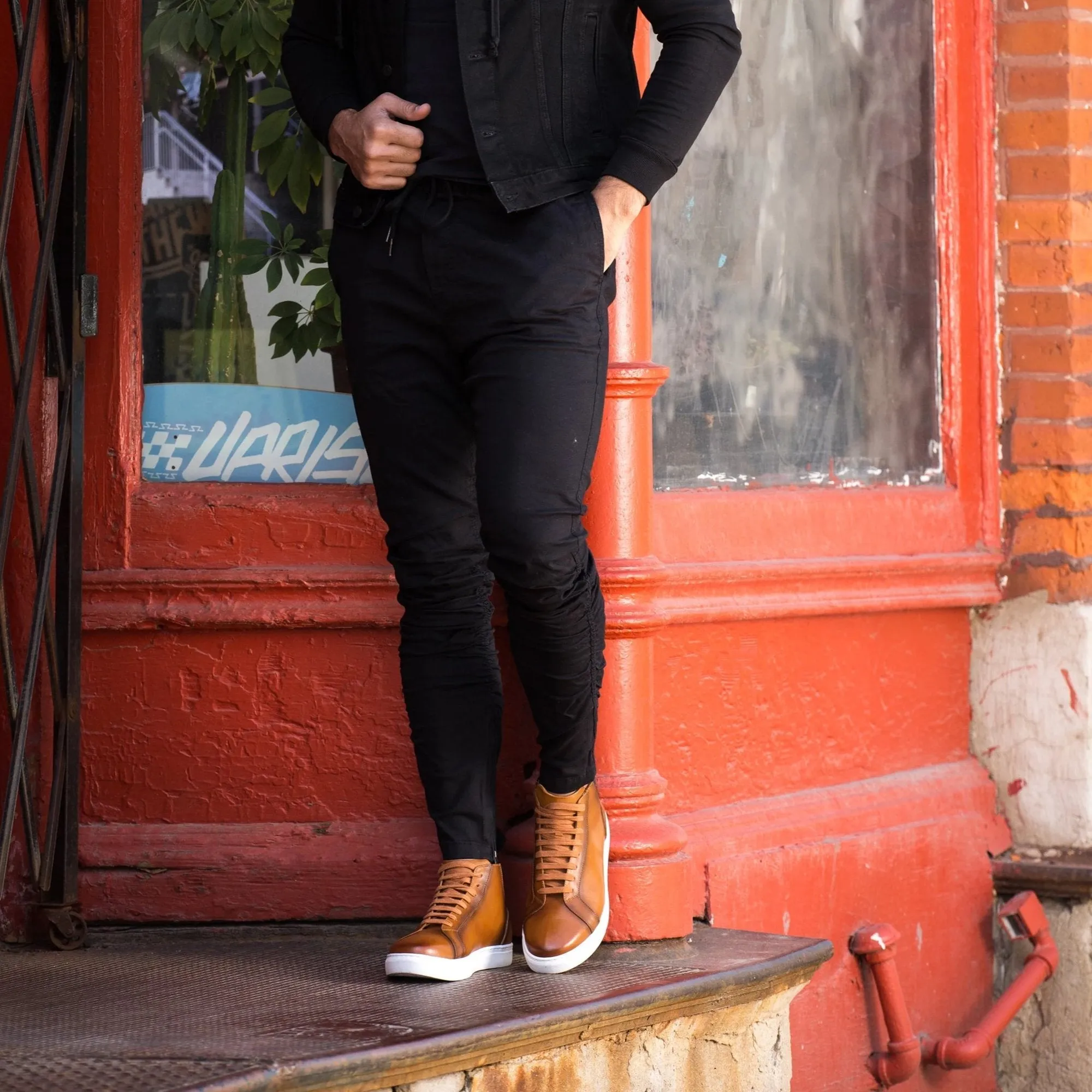 Height Increasing Tan Leather Angus Sneaker Boots