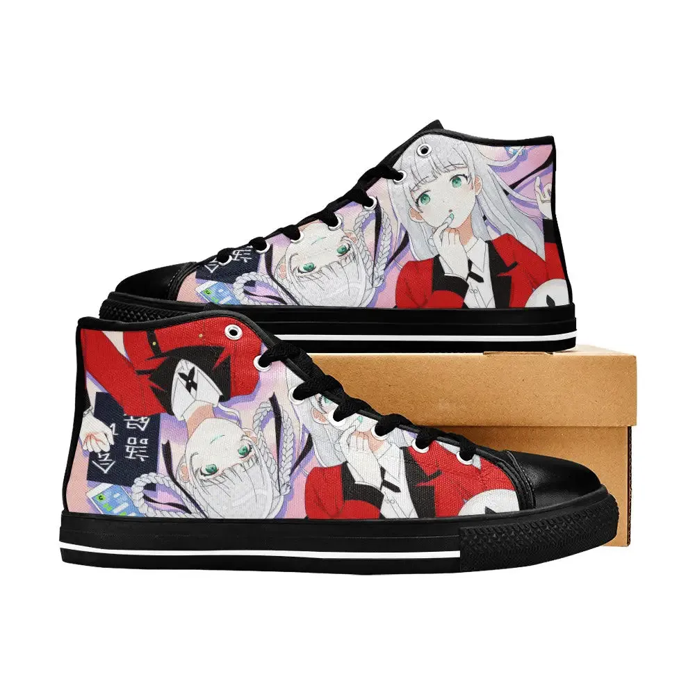 Kakegurui Compulsive Gambler Kirari Ririka Momobami Shoes High Top Sneakers for Kids and Adults