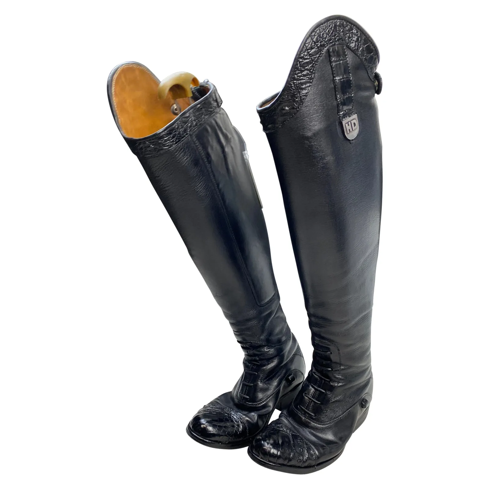 La Mundial Custom Alligator Field Boots in Black - Approx. Women's 5 (Wide/Reg)