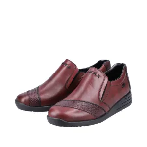 Ladies Rieker Burgundy Leather Twin Gusset Shoes 58462-35 Water Repellent sale