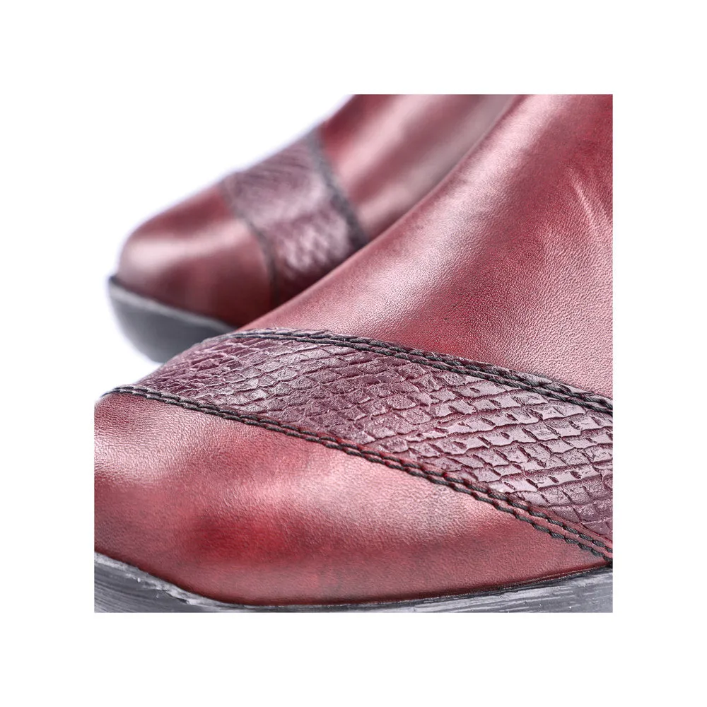 Ladies Rieker Burgundy Leather Twin Gusset Shoes 58462-35 Water Repellent sale