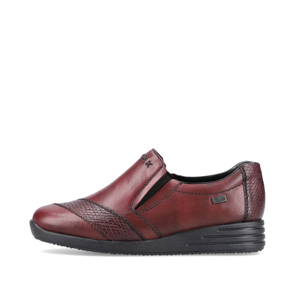 Ladies Rieker Burgundy Leather Twin Gusset Shoes 58462-35 Water Repellent sale